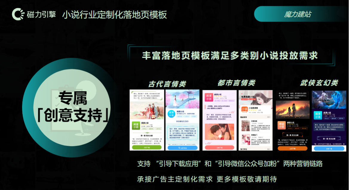 小说行业定制化落地页模板
