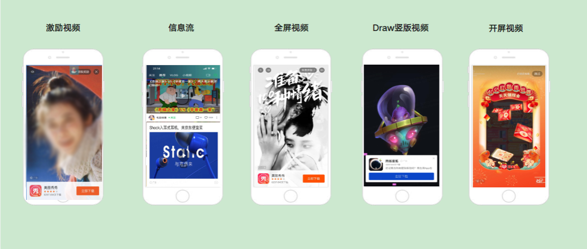 以 视 频 流 量 为 核 心 ， 提 供 丰 富 的 产 品 形 态 ， 视 频 + 图 文 融 入 各 种 垂 直 流 量 环 境 ， 激活多样化场景中的流量存量