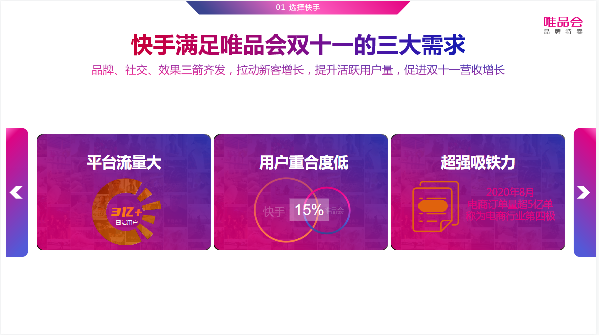 快手满足唯品会双十一的三大需求