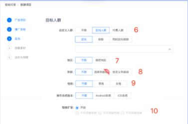 营销目标为「收集销售线索」/「提升应用安装」