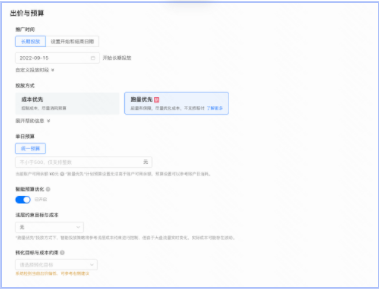 浅度约束目标（非必填）/ 浅度成本约束（非必填）/ 转化目标 / 转化成本约束 