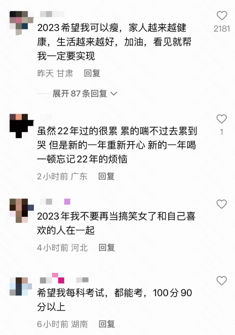“期待2023年的婚礼，也希望2023年能有突如其来的惊喜。”