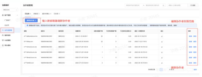 编辑&删除协作者权限