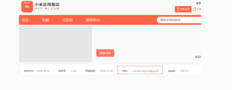 应用商店包名截图示例 应用商店包名截图示例
