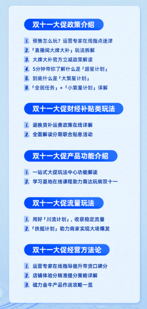 《大促快课堂·大促政策备战营》课程表