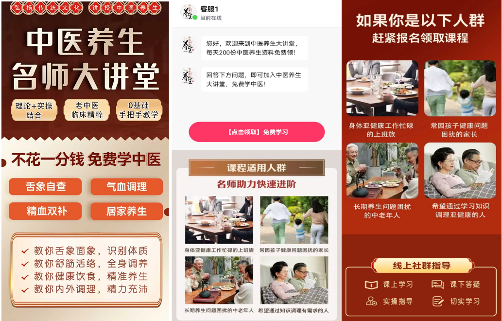 中医养生行业快手广告投放落地页