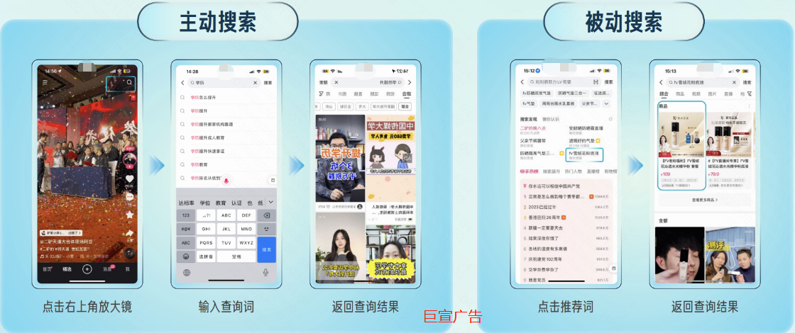 快手广告营销推广主动搜索与被动搜索的展示效果