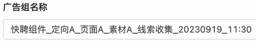 快手广告组名称