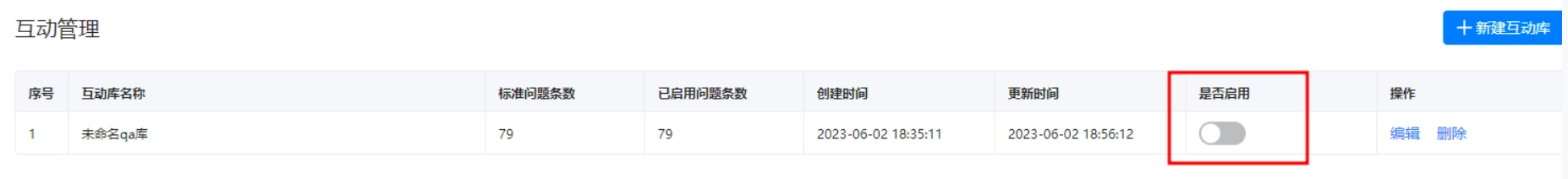 互动库保存完后，默认状态是未启用，需手动开启，才能在直播控制后台选择到