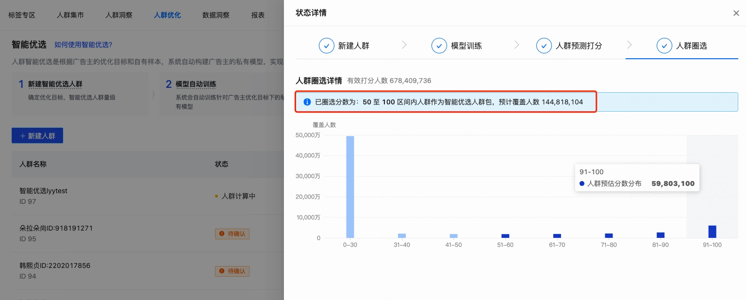 高分人群自动圈选(用户无需操作) 高分人群自动圈选(用户无需操作)