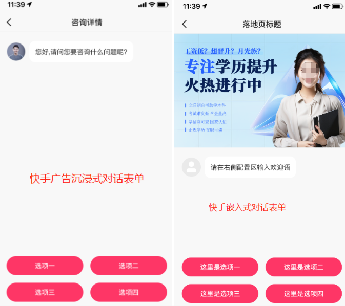 快手广告对话表单样式