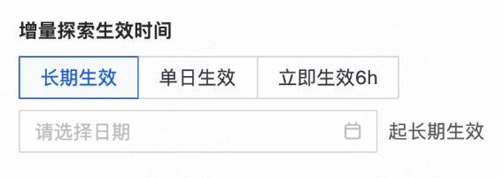 增量探索：支持设置「长期生效」、「单日生效」、「立即生效6h」