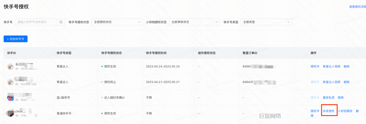 快手广告推广后台：快手号授权