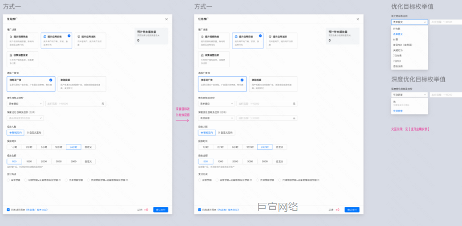 选择快手广告优化目标