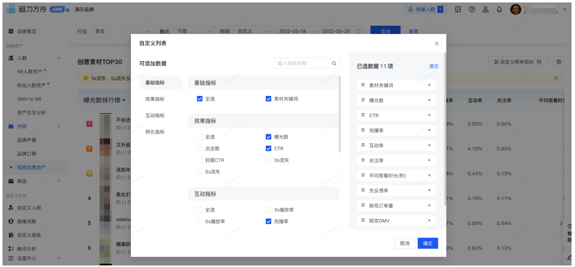 快手广告基础指标自定义列表 快手广告基础指标自定义列表