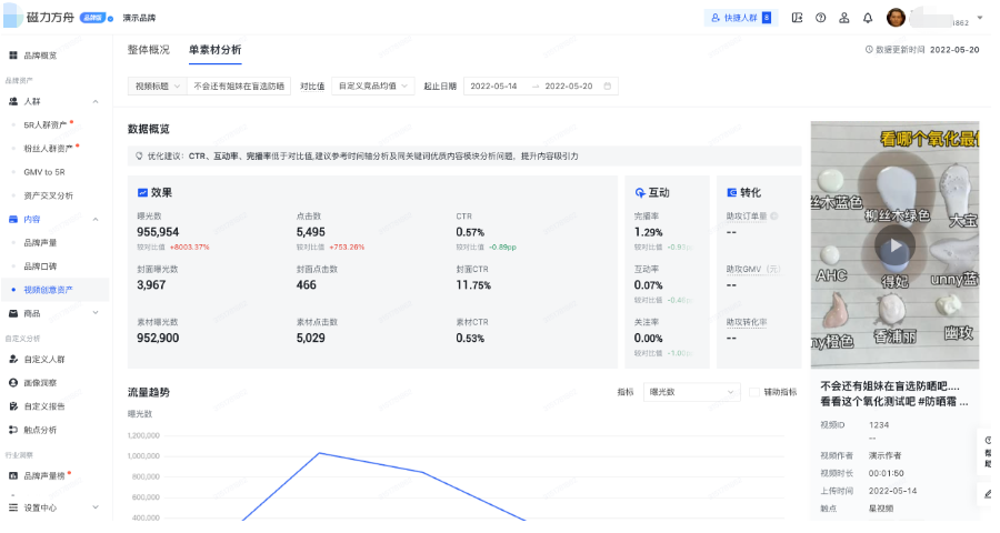 快手磁力方舟单素材分析功能界面 快手磁力方舟单素材分析功能界面