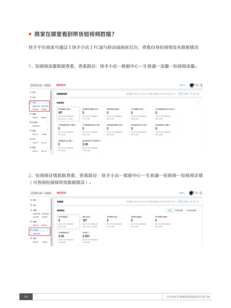 快手小店后台可查短视频流量与带货数据