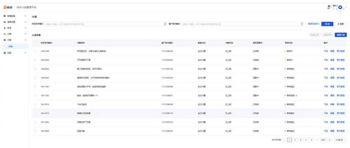 快手广告推广小说管理平台