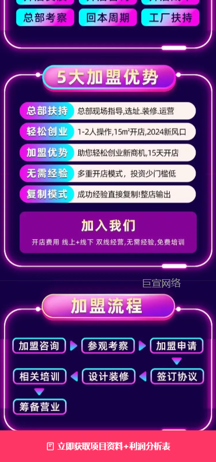 【室内娱乐加盟】-【解压馆】客户投放快手广告的落地页样式图2