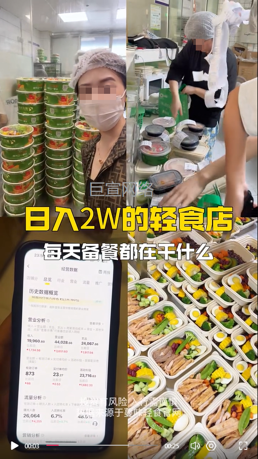 轻食沙拉加盟投放快手广告的视频素材样式
