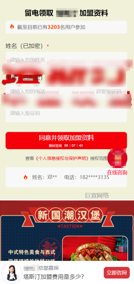 客户投放的表单展现样式