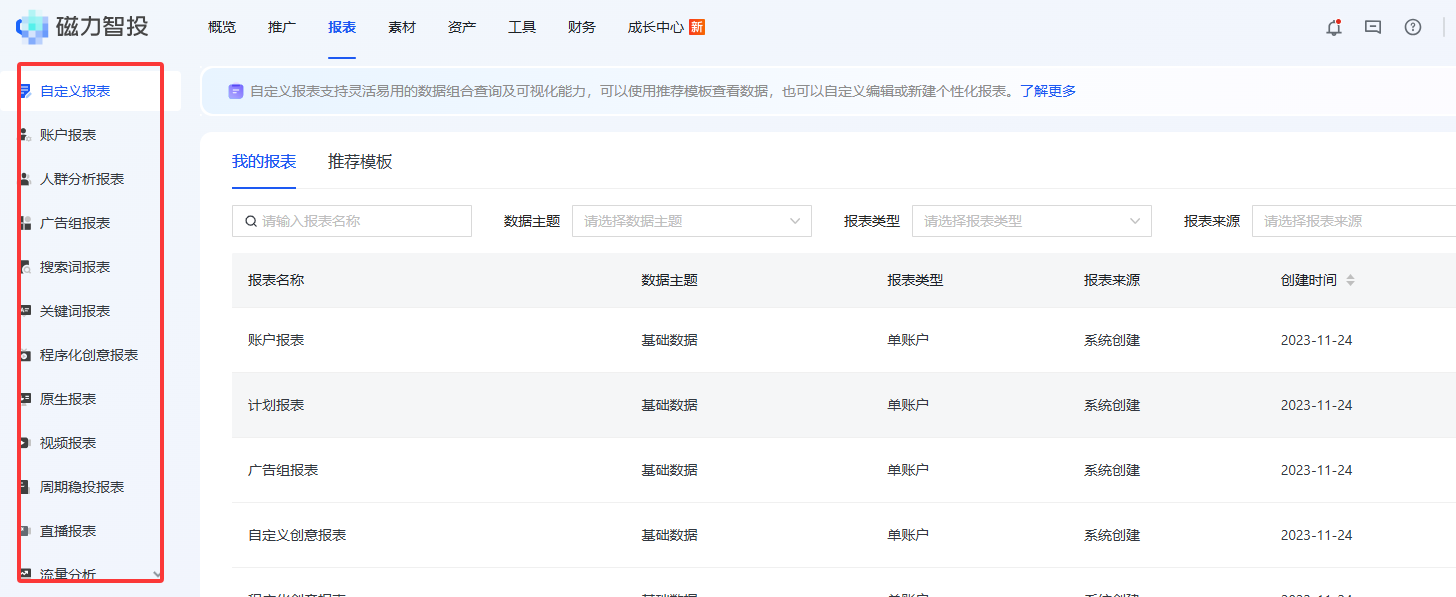 快手广告投放管理平台报表有哪些功能