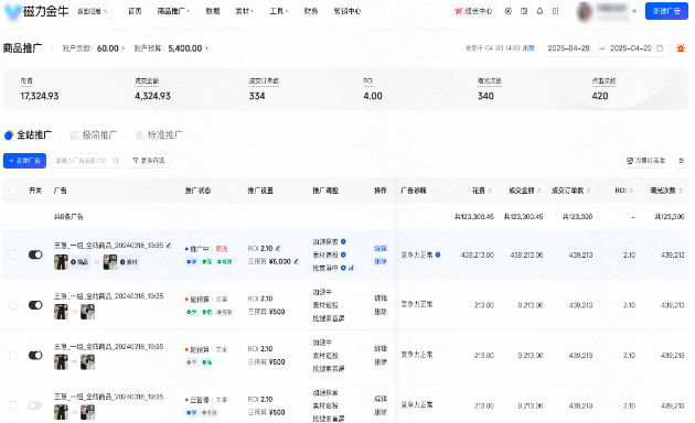快手磁力金牛广告首页数据更聚合，信息更加丰富