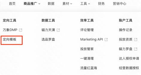 快手广告定向模版