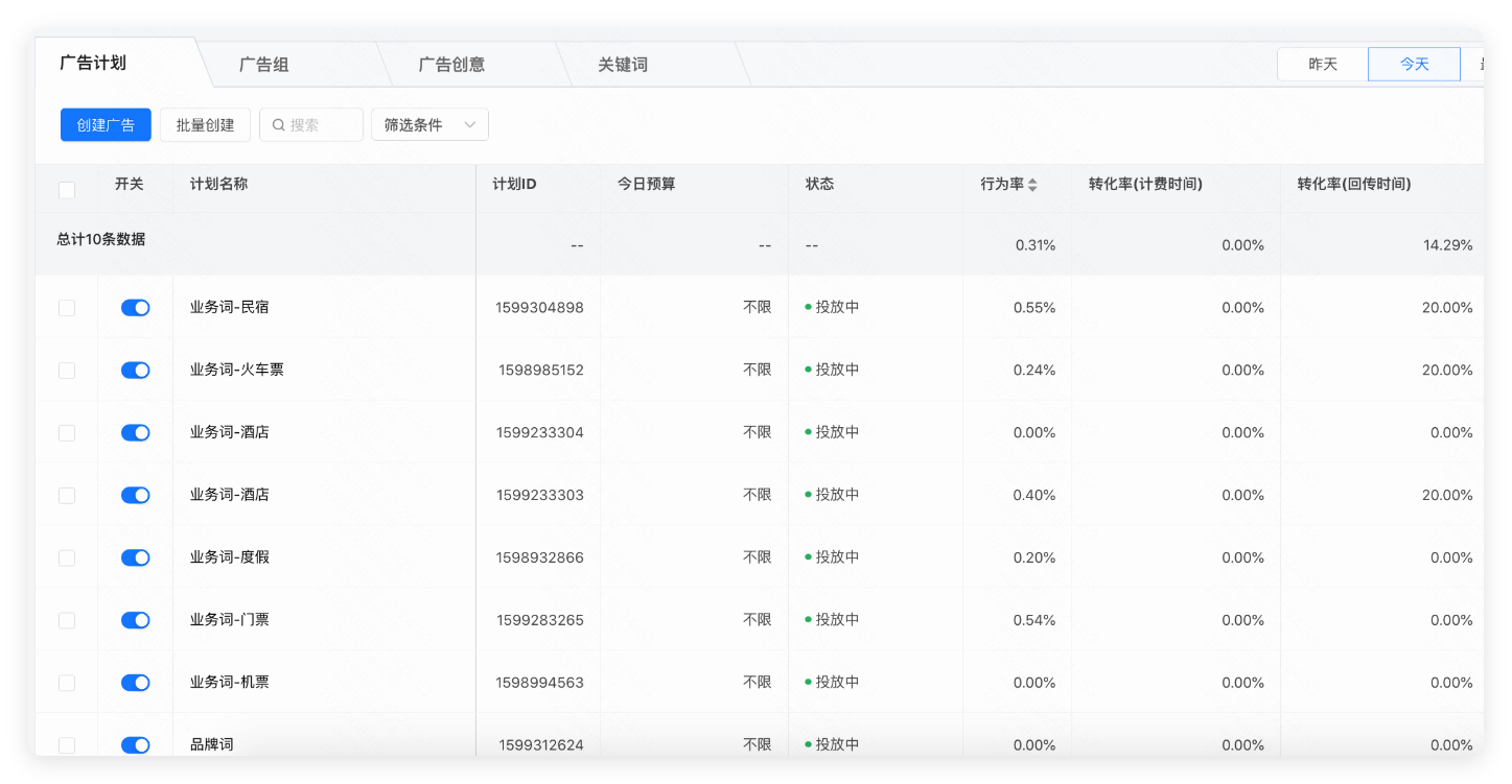 快手广告计划展示