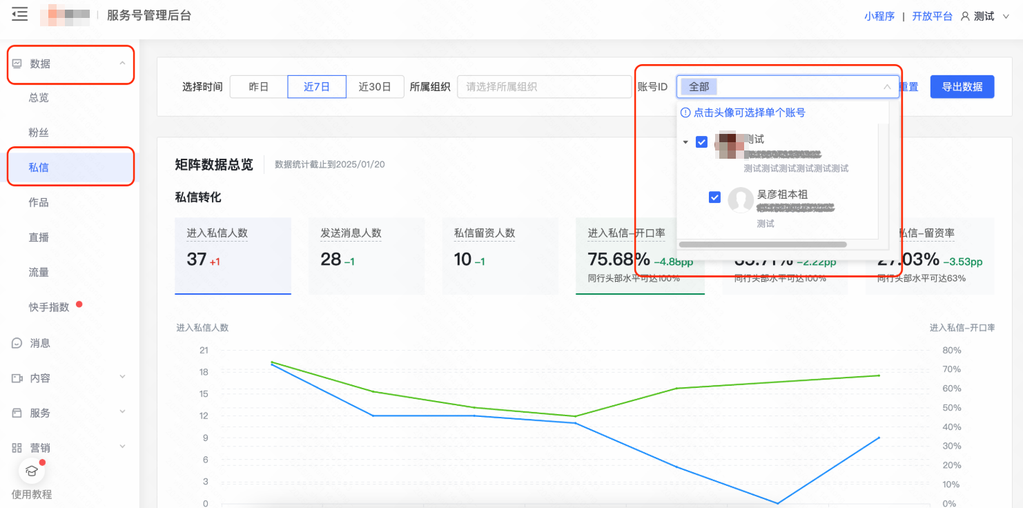 查看母-子账号维度下快手广告数据