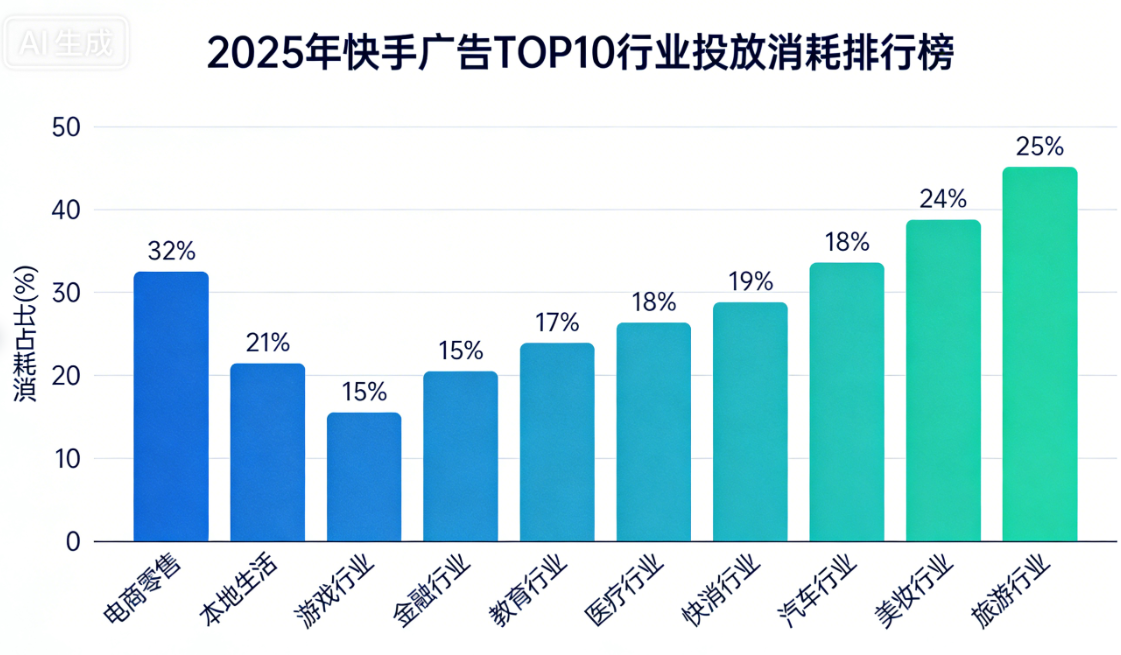 2025年快手广告TOP10行业投放消耗排行榜