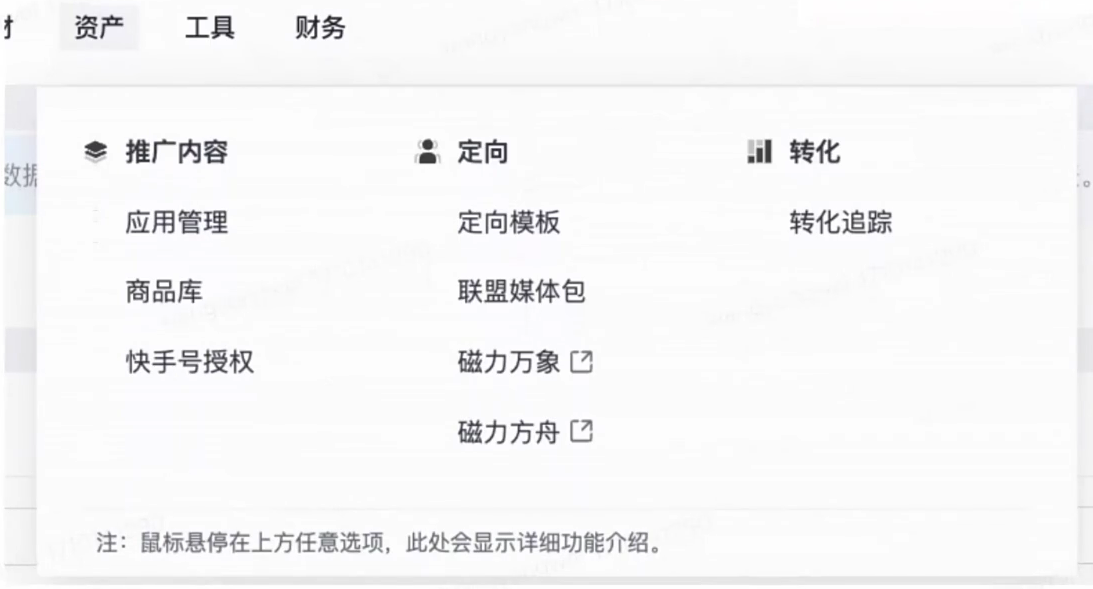 快手磁力智投资产页