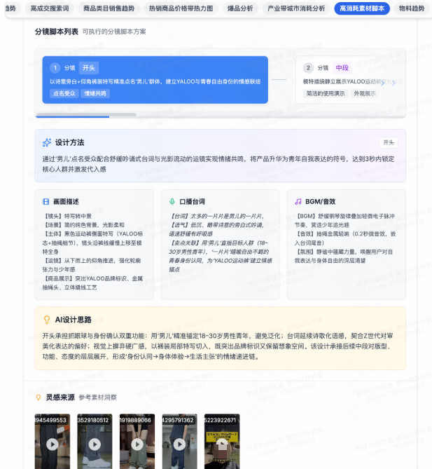 快手广告智能货品营销平台高消耗素材脚本