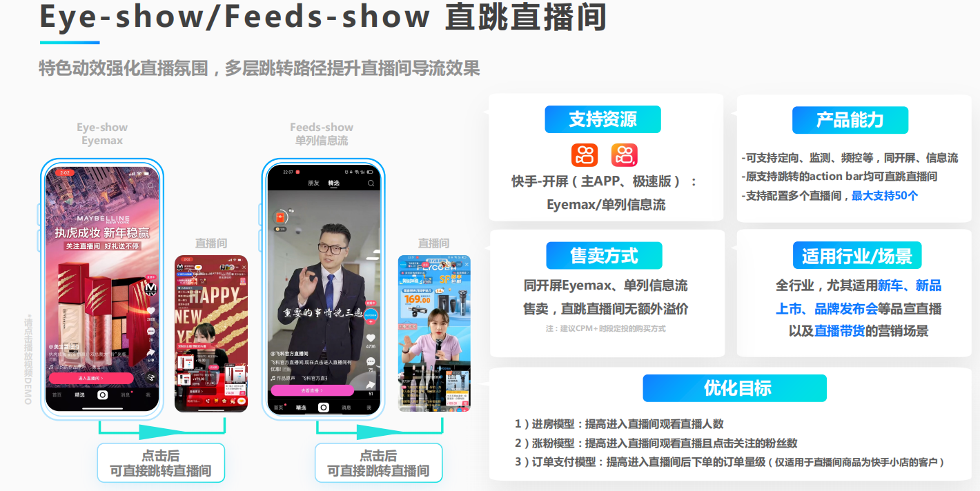 Eye-show / Feeds-show直跳直播间广告 Eye-show / Feeds-show直跳直播间广告